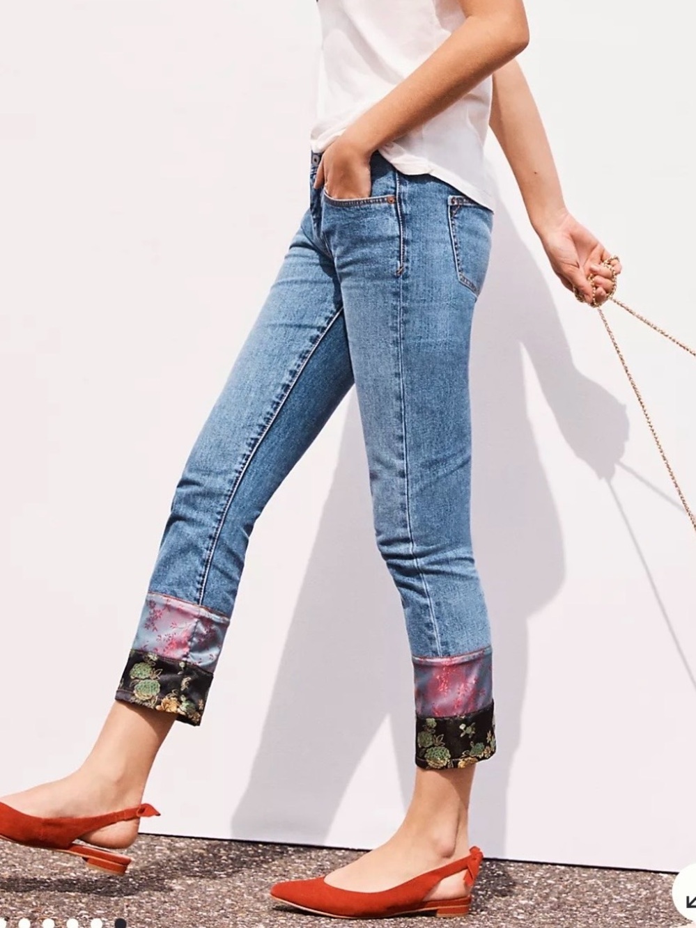 Anthropologie Pilcro and the Letterpress Slim Boyfriend Jeans with Floral Hem